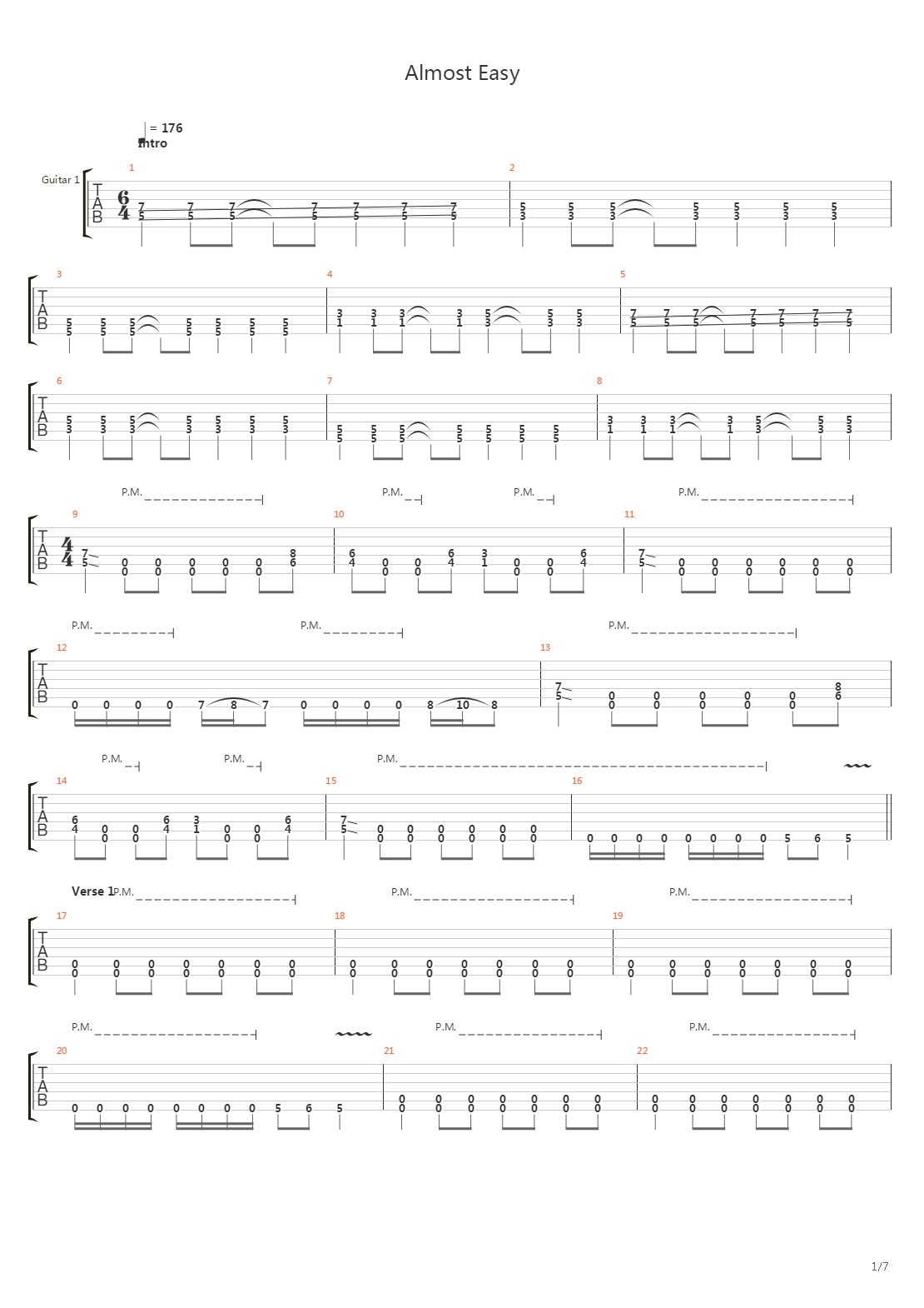 Almost Easy吉他谱