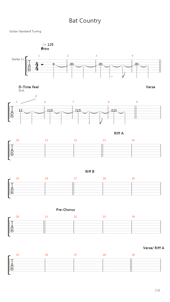 Bat Country吉他谱