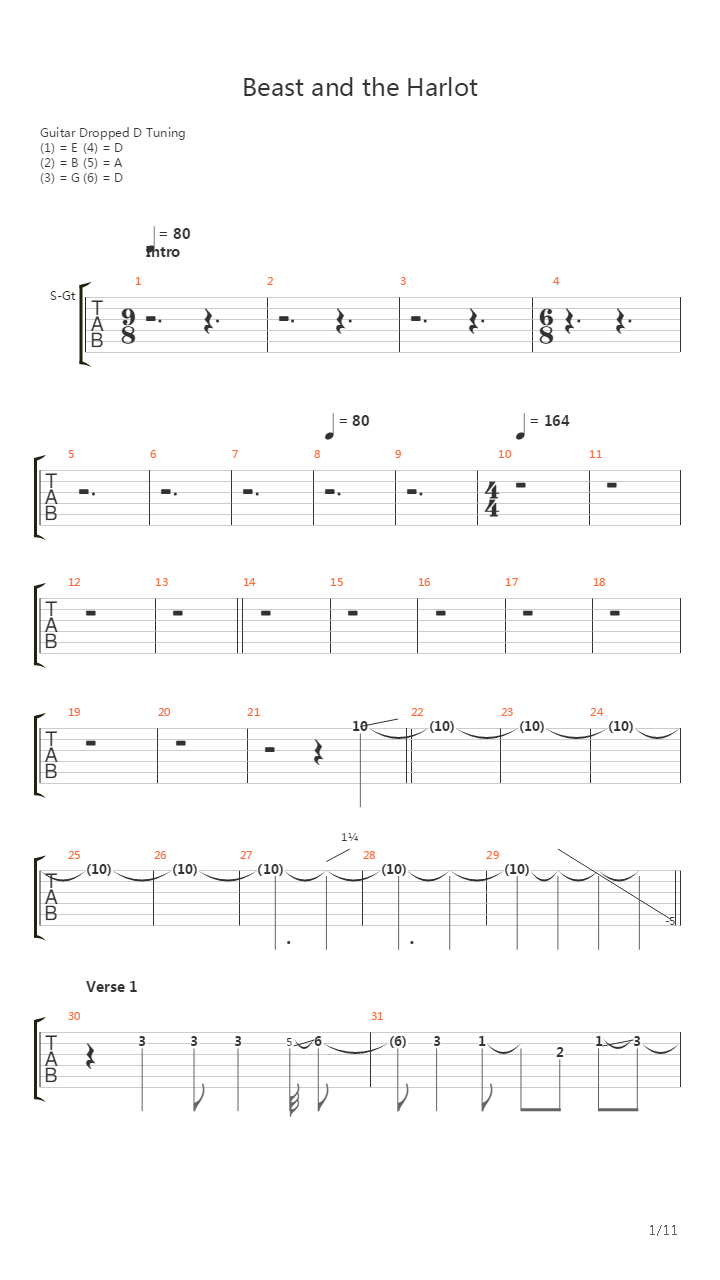 Beast And The Harlot吉他谱