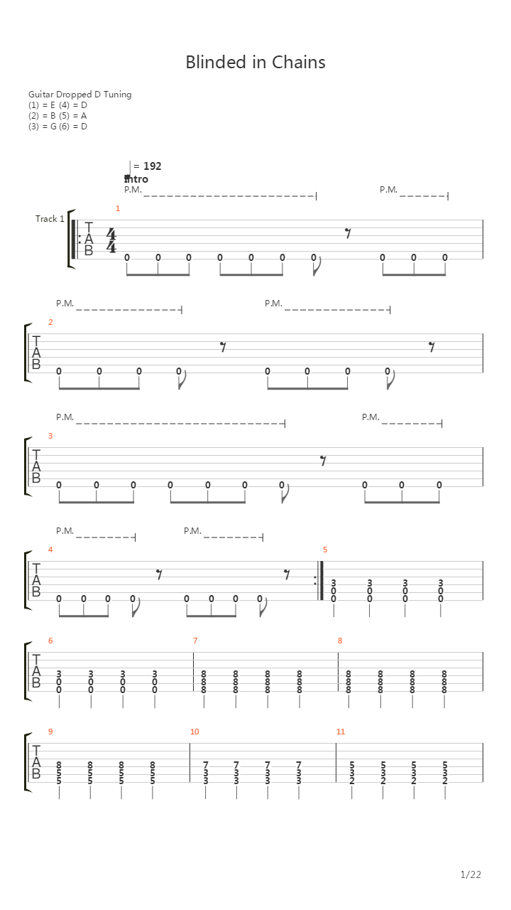 Blinded In Chains吉他谱