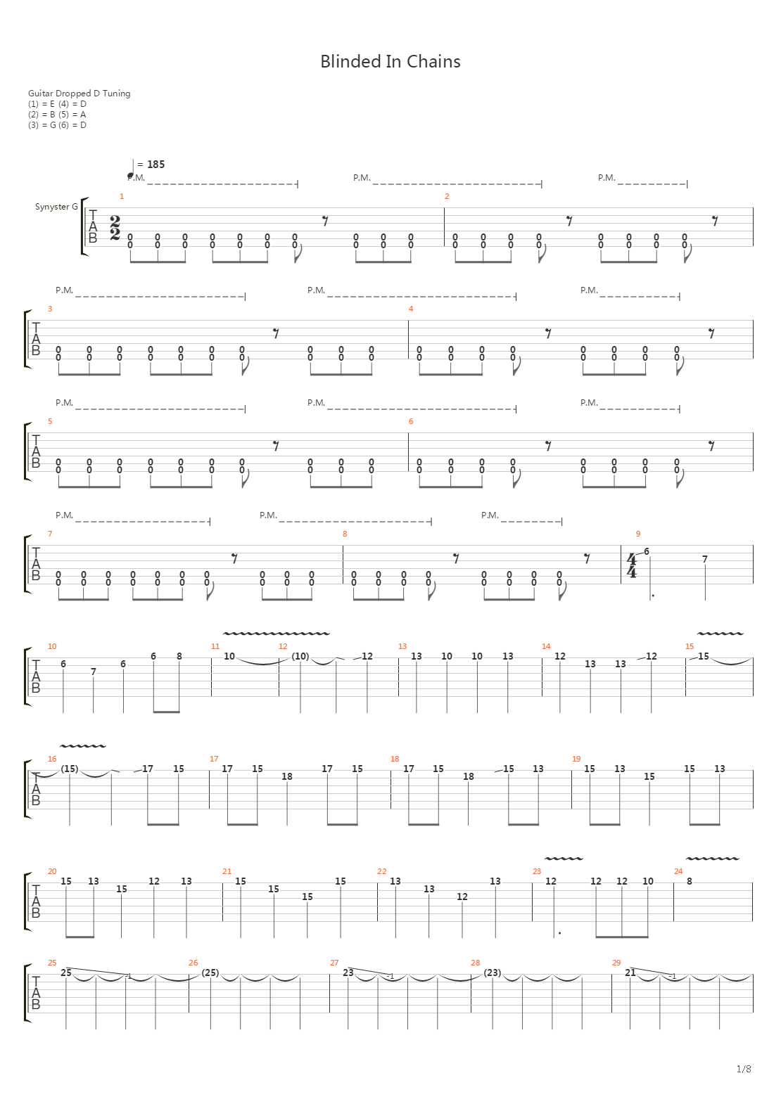 Blinded In Chains吉他谱