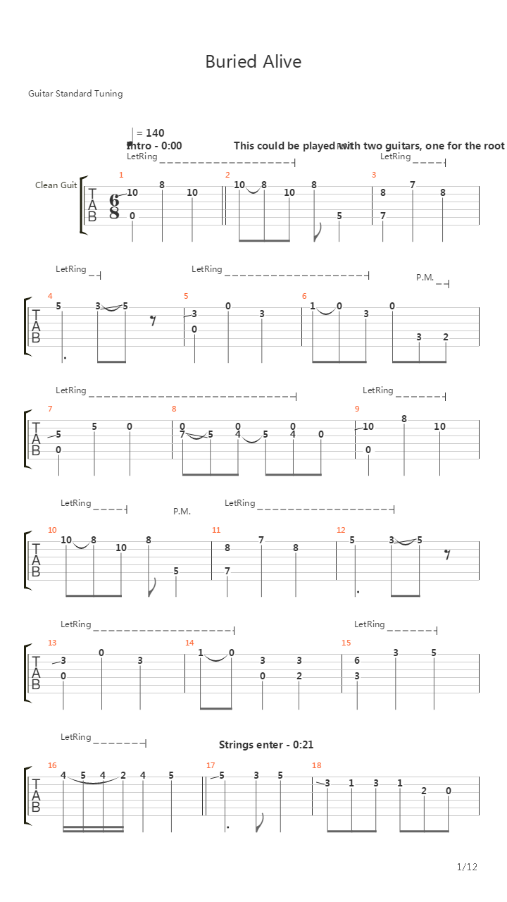 Buried Alive吉他谱