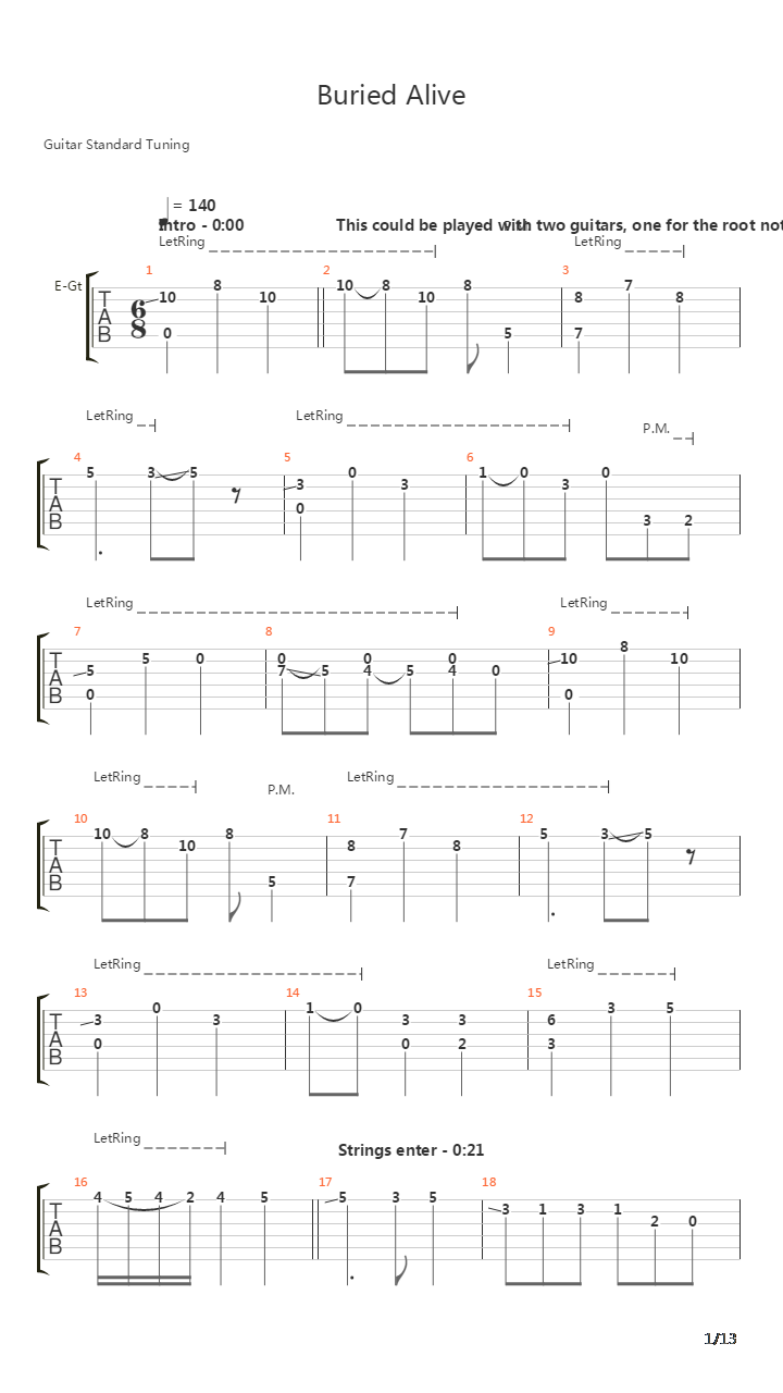 Buried Alive吉他谱