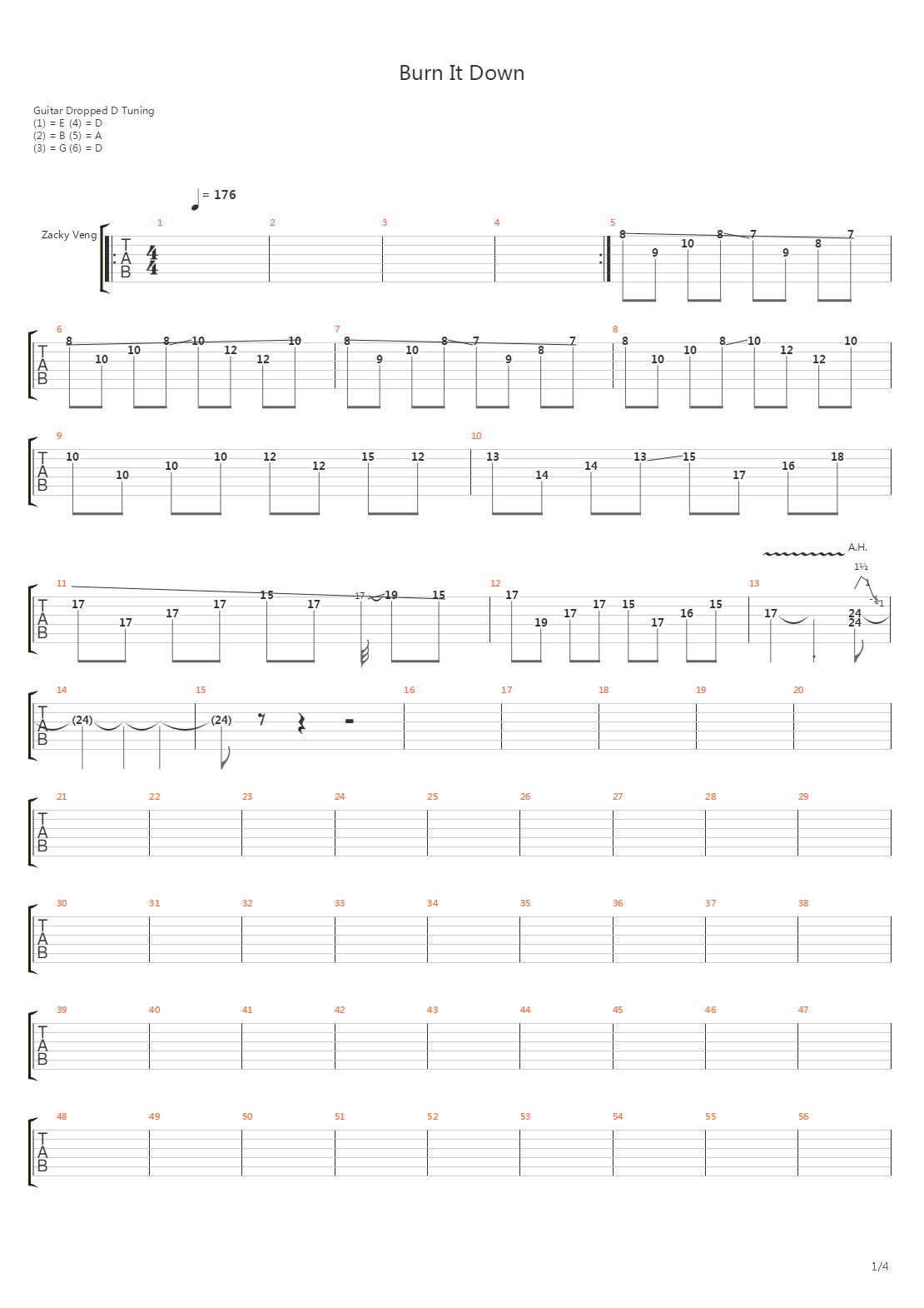 Burn It Down吉他谱