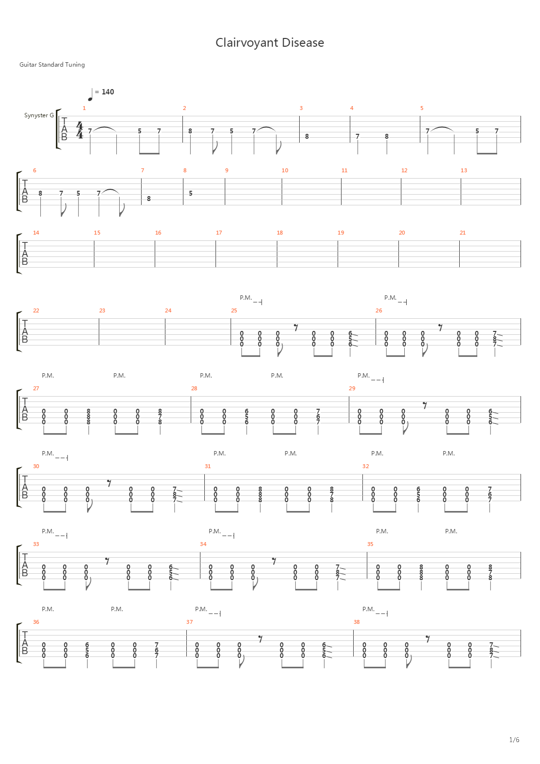 Clairvoyant Disease吉他谱