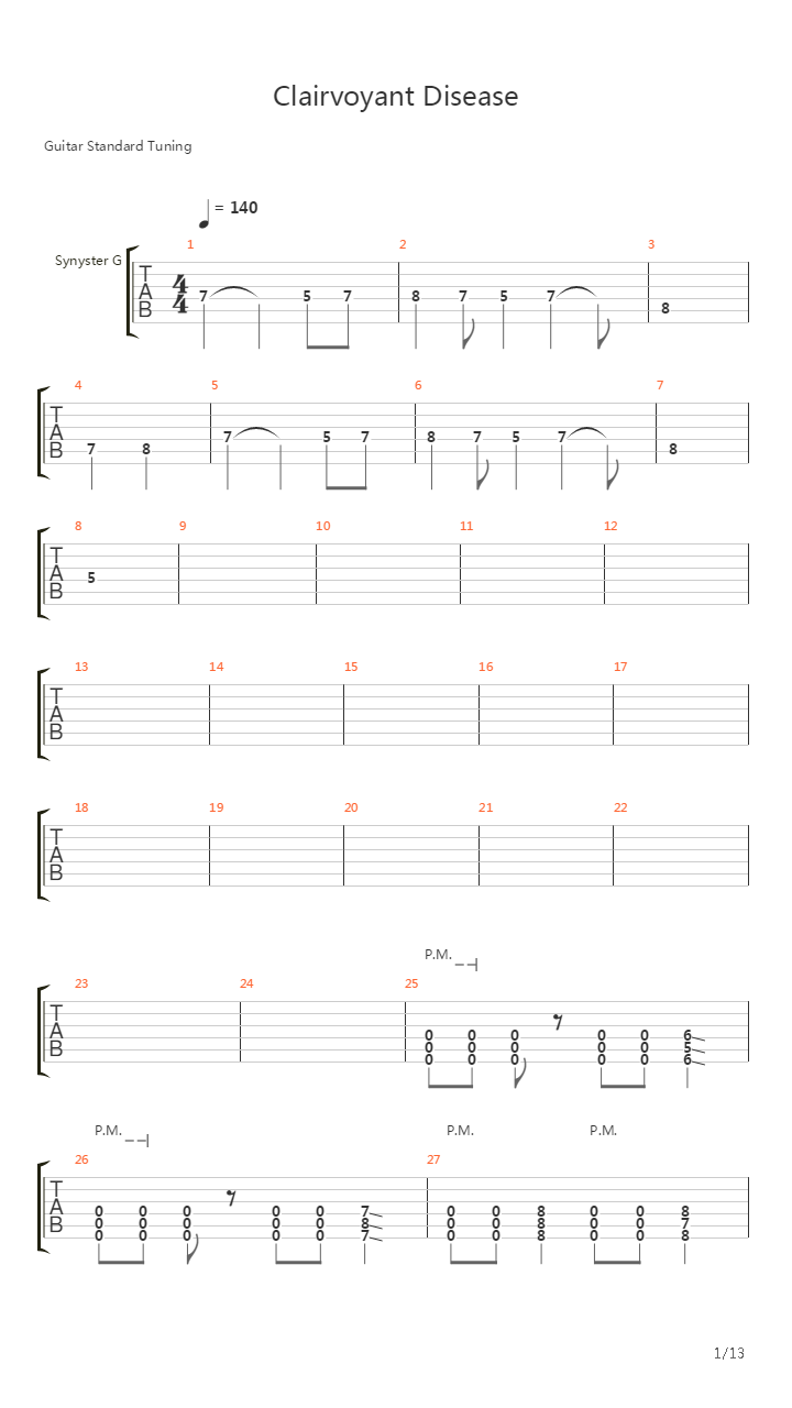Clairvoyant Disease吉他谱