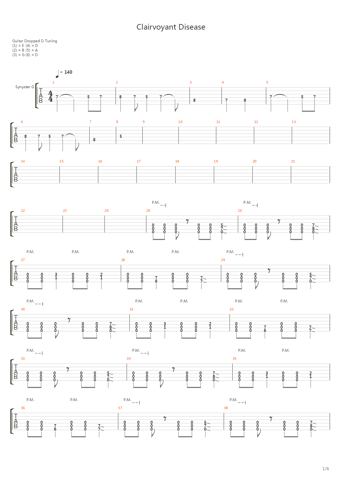 Clairvoyent Disease吉他谱