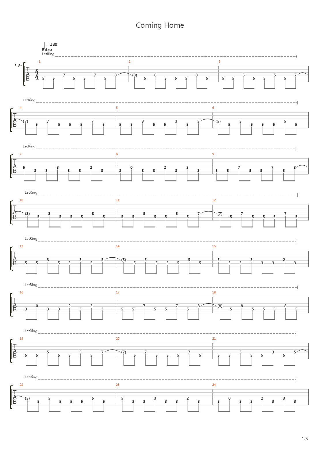 Coming Home吉他谱