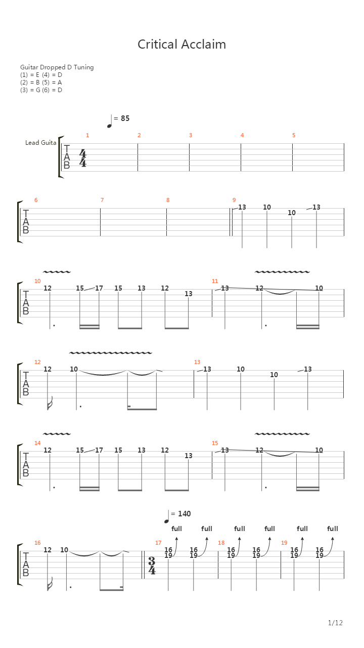 Critical Acclaim吉他谱