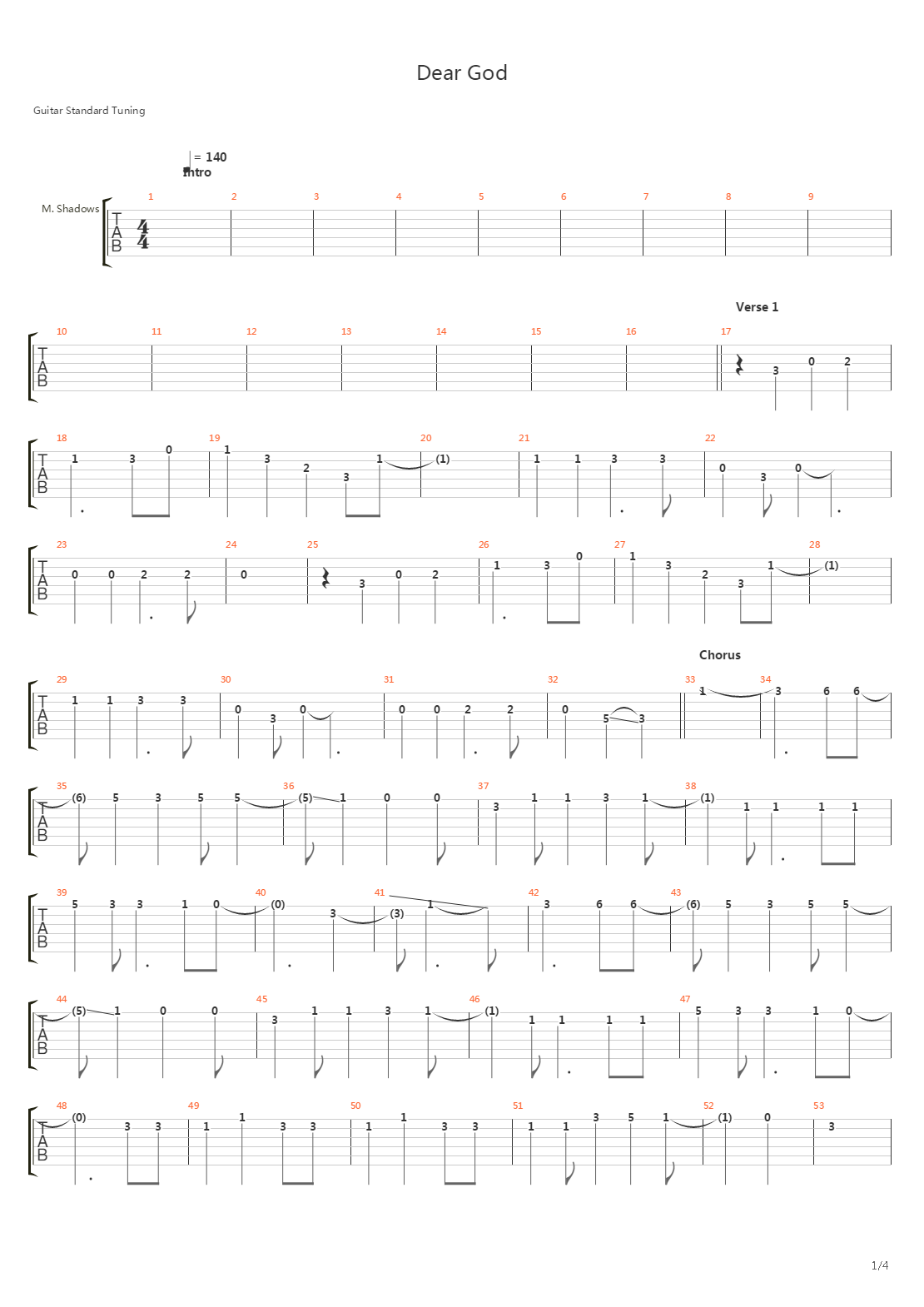 Dear God吉他谱