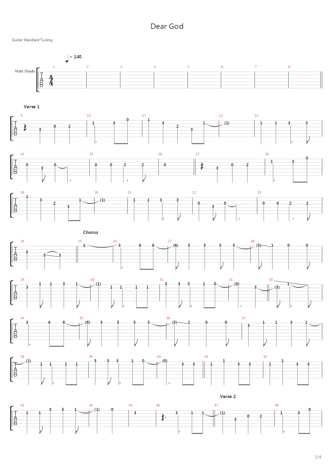 Dear God吉他谱