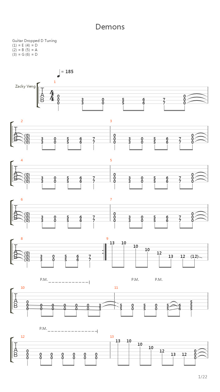 Demons吉他谱