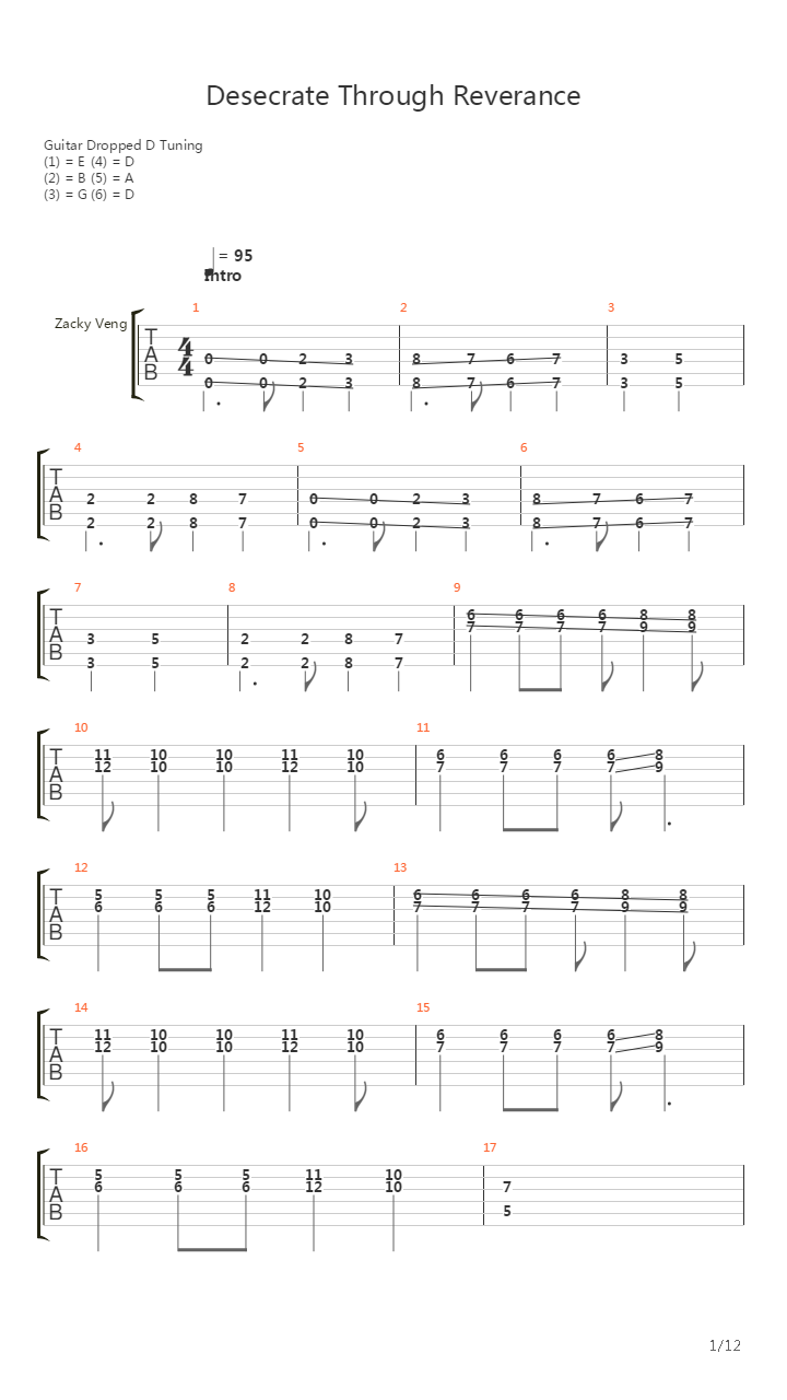 Desecrate Through Reverance吉他谱