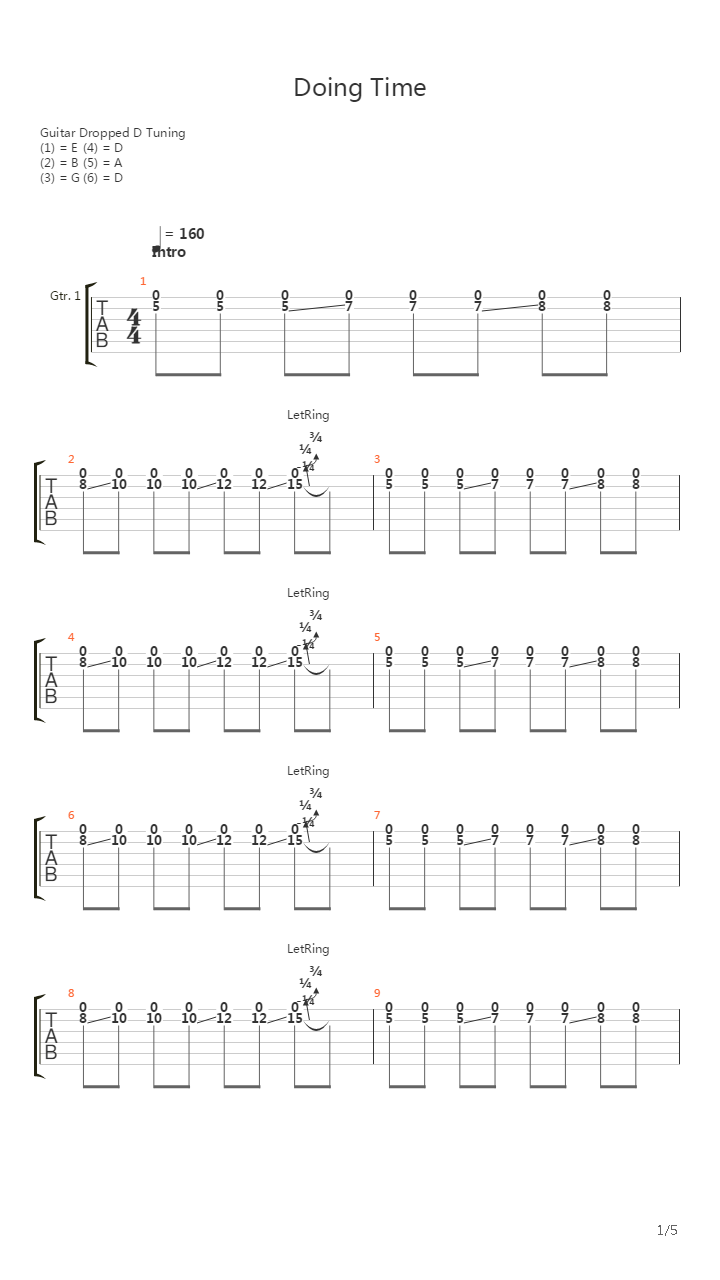 Doing Time吉他谱