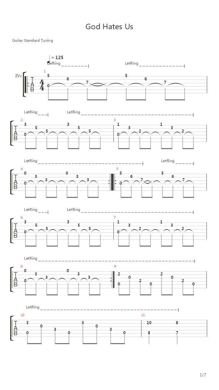God Hates Us吉他谱