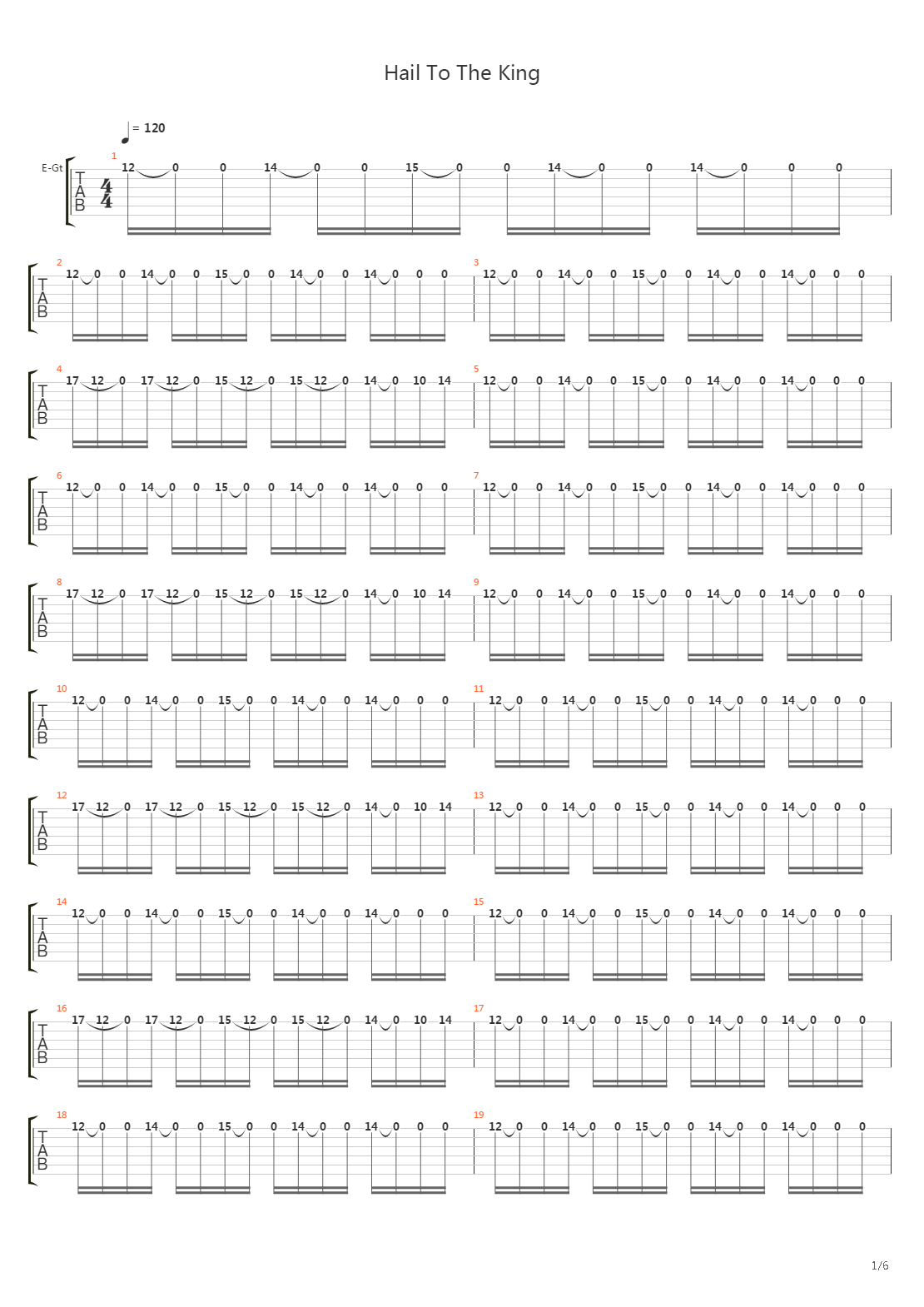 Hail To The King吉他谱