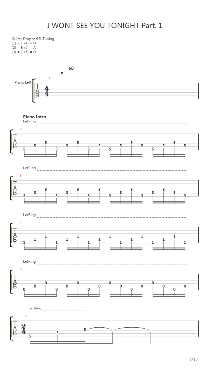 I Wont See You Tonight Part 1吉他谱