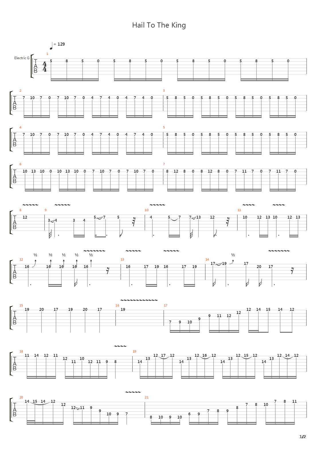 Hail To The King吉他谱