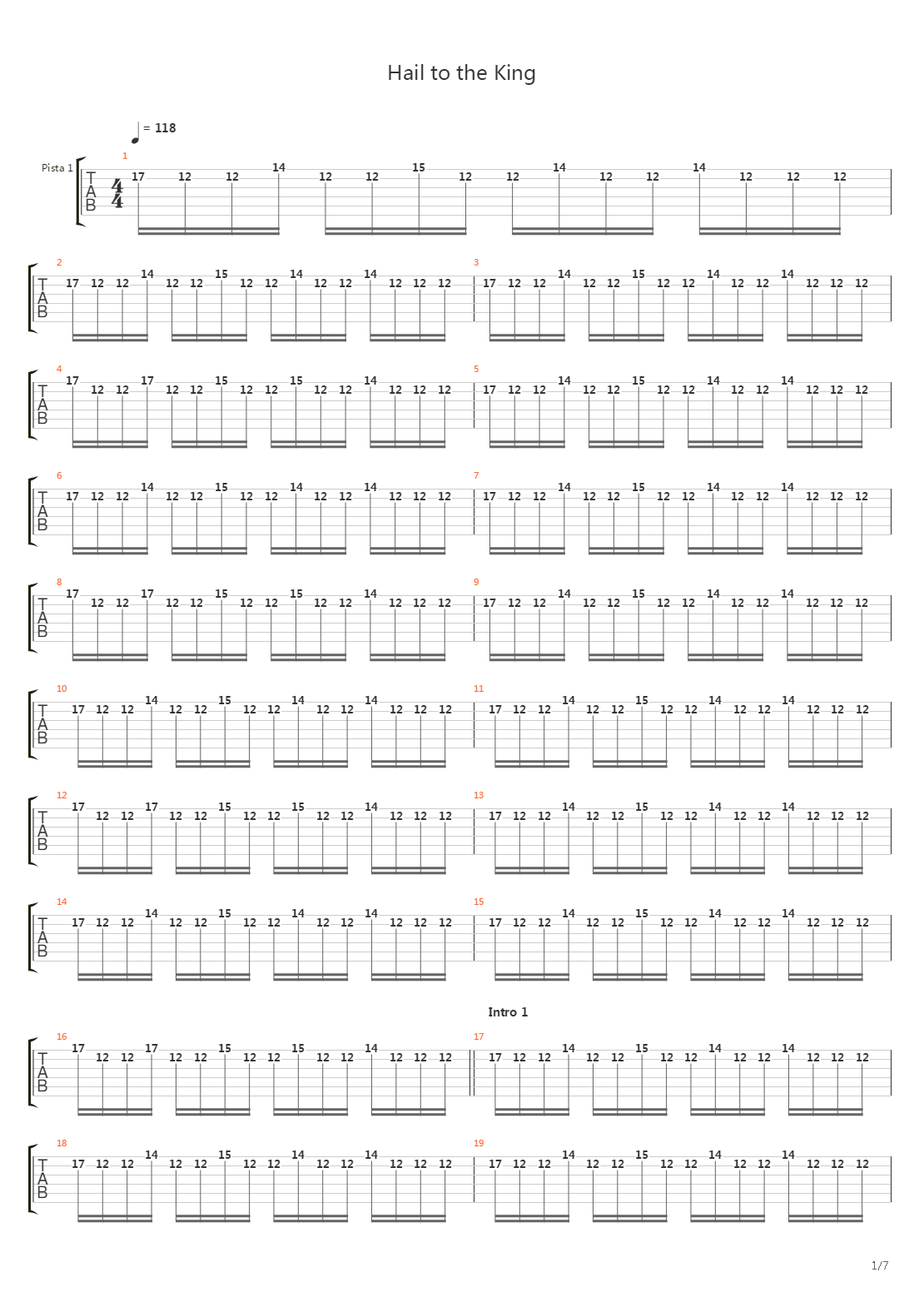 Hail To The King吉他谱