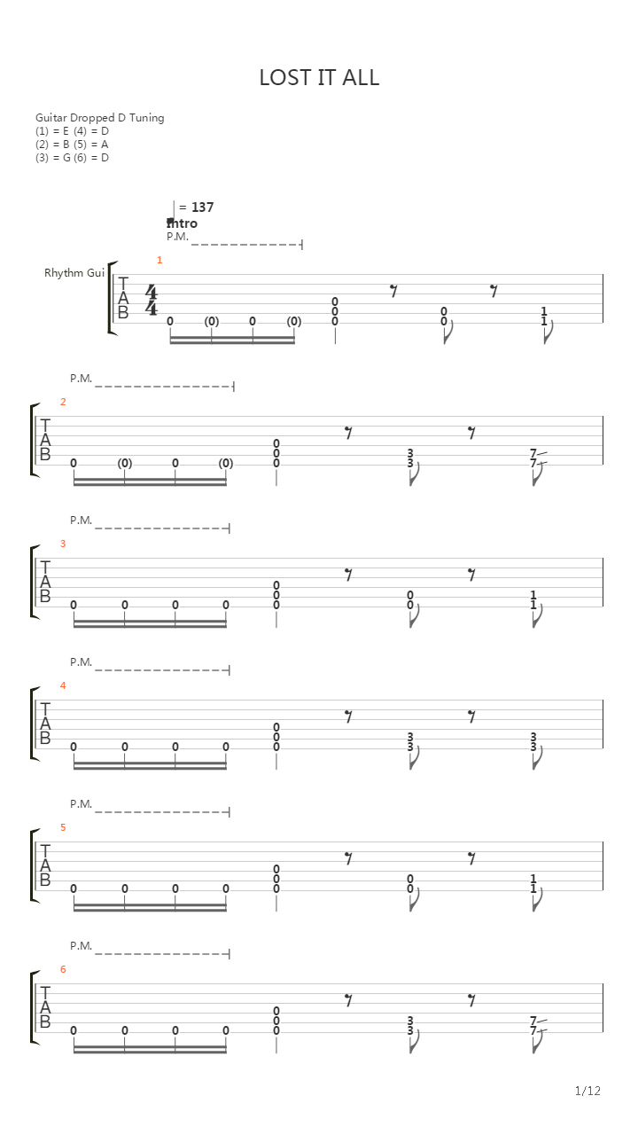 Lost It All吉他谱