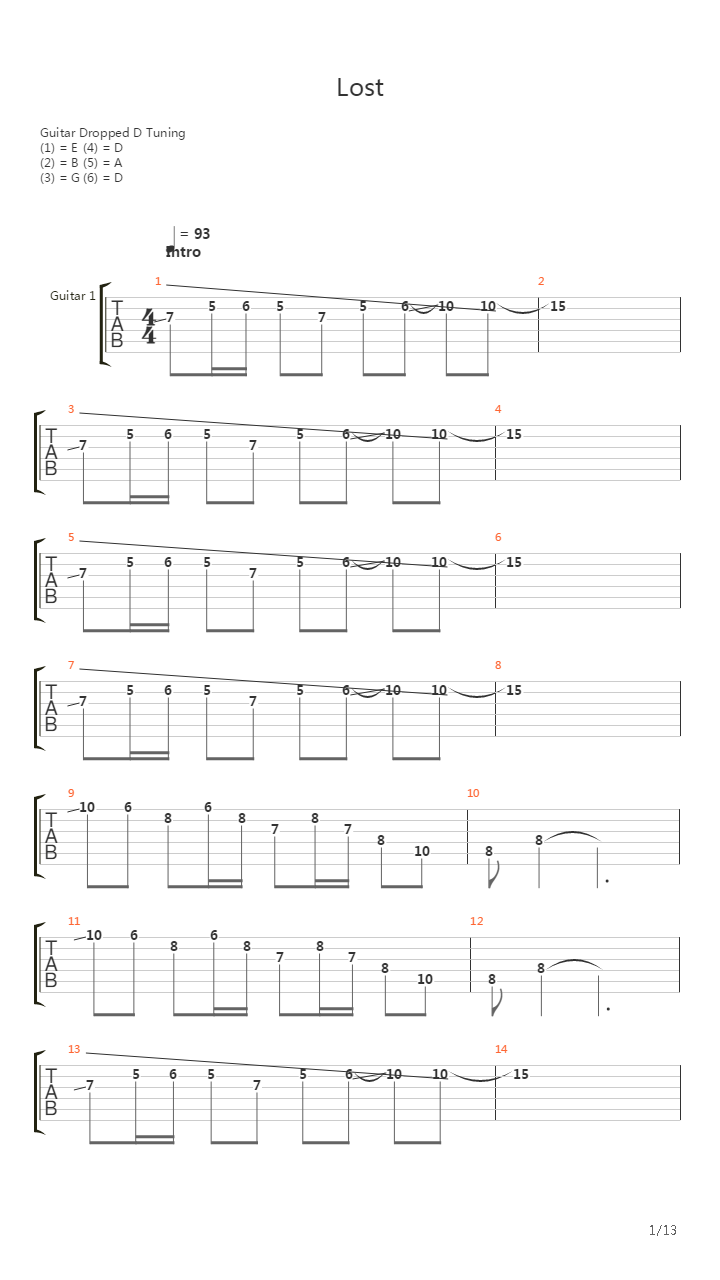 Lost吉他谱