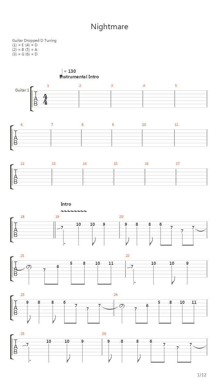 Nightmare吉他谱