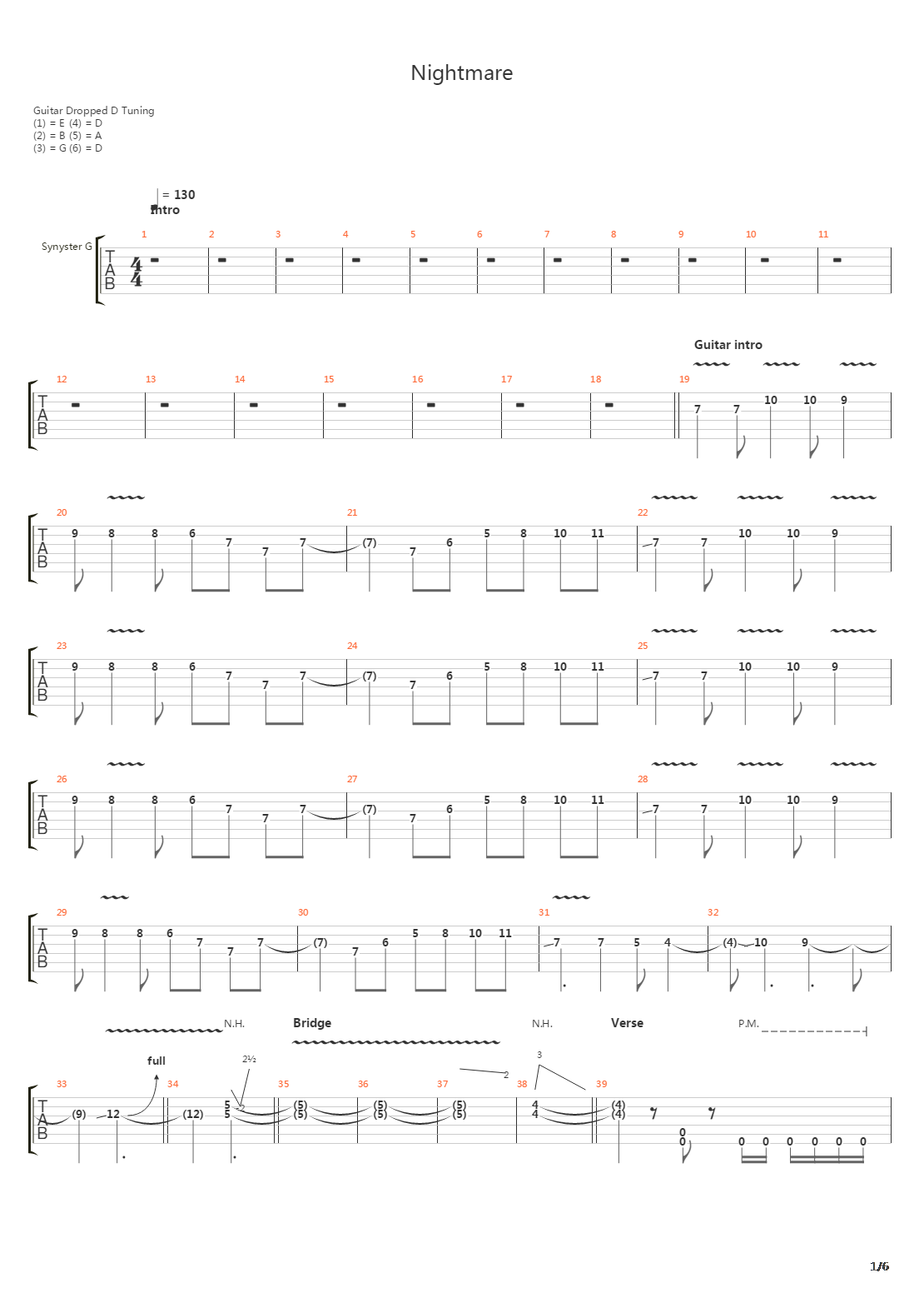 Nightmare(10)吉他谱