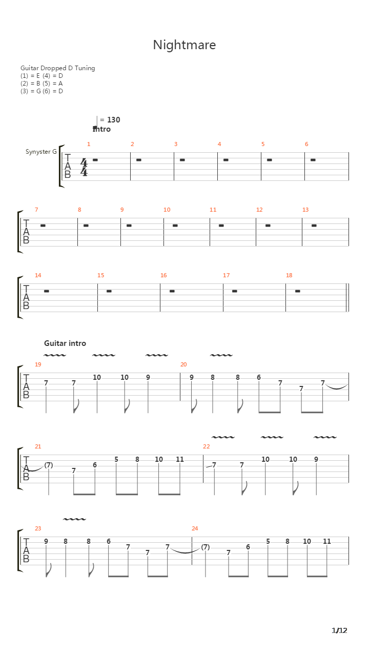 Nightmare(10)吉他谱
