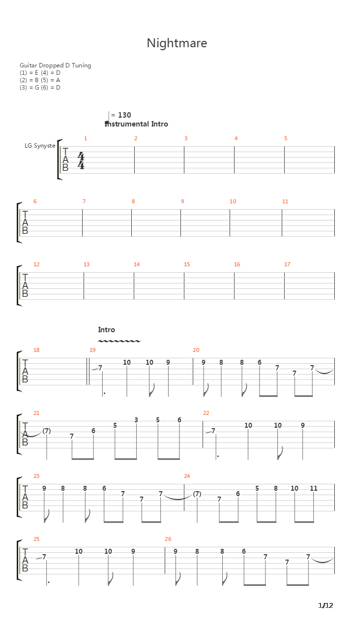 Nightmare吉他谱