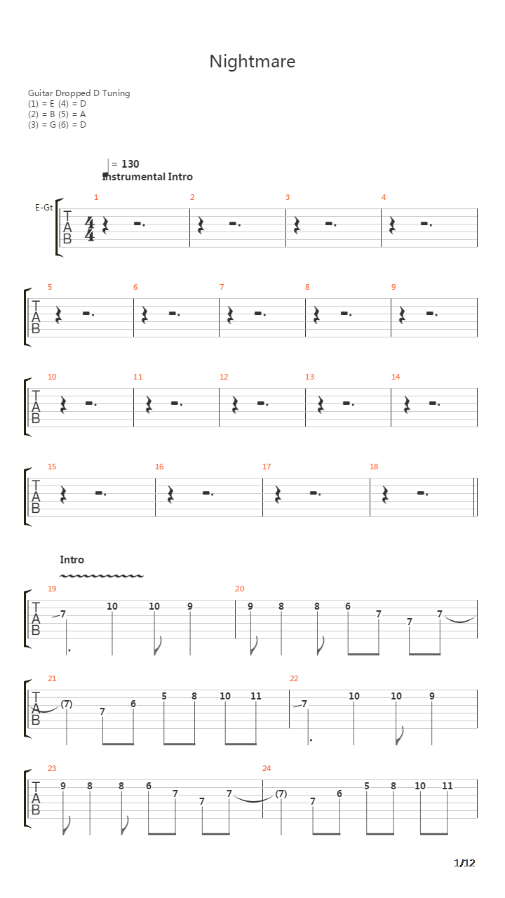Nightmare吉他谱