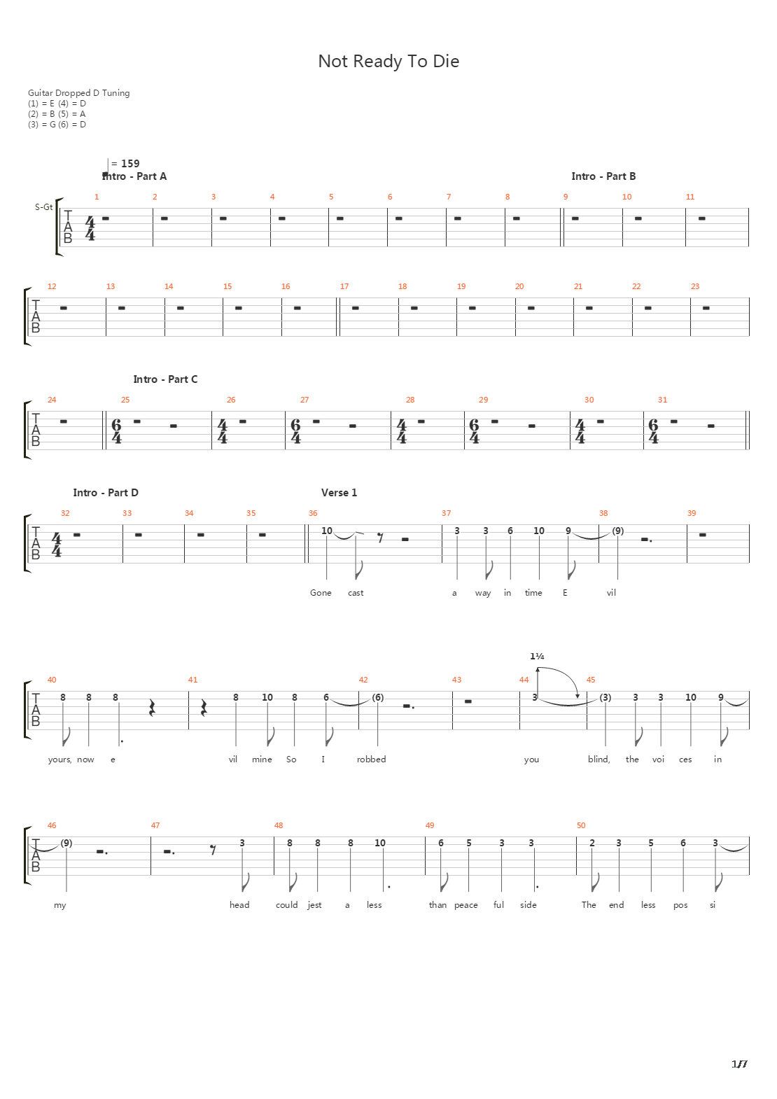 Not Ready To Die吉他谱