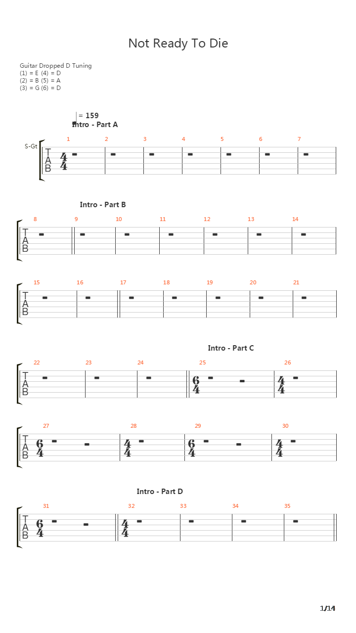 Not Ready To Die吉他谱