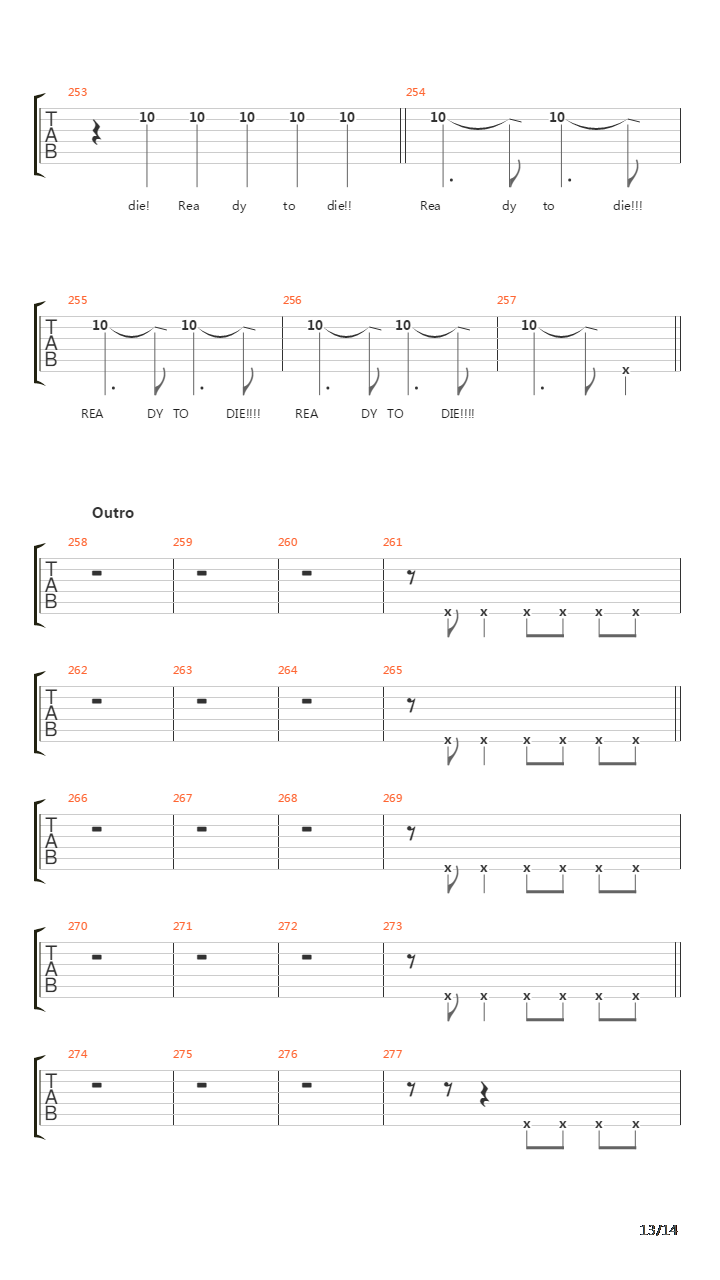 Not Ready To Die吉他谱