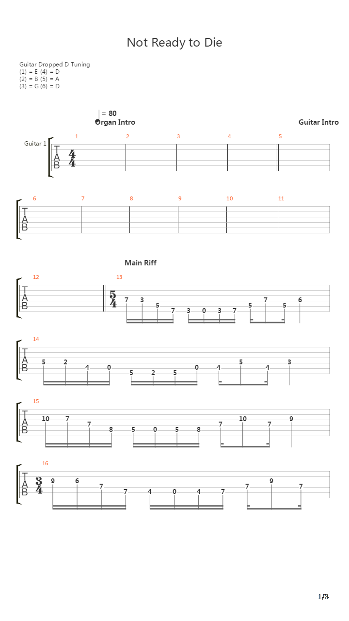 Not Ready To Die吉他谱