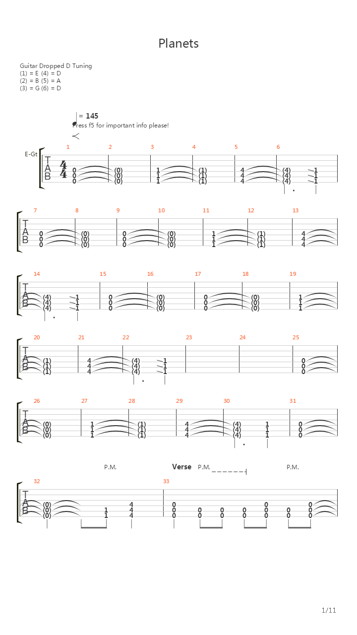 Planets吉他谱