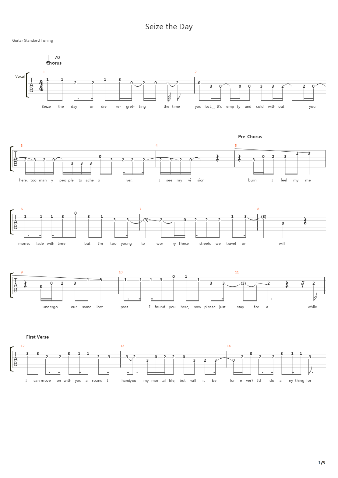 Seize The Day吉他谱