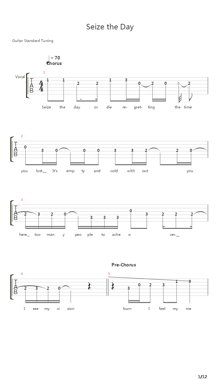Seize The Day吉他谱