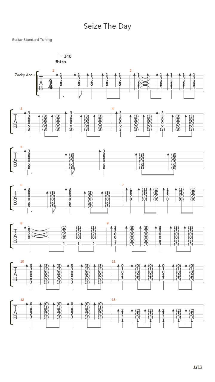 Seize The Day吉他谱