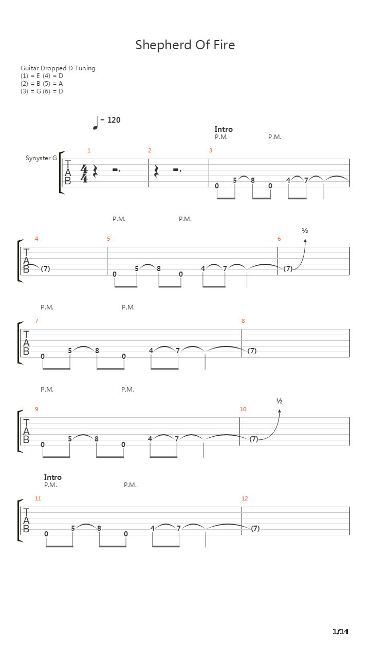 Shepherd Of Fire吉他谱