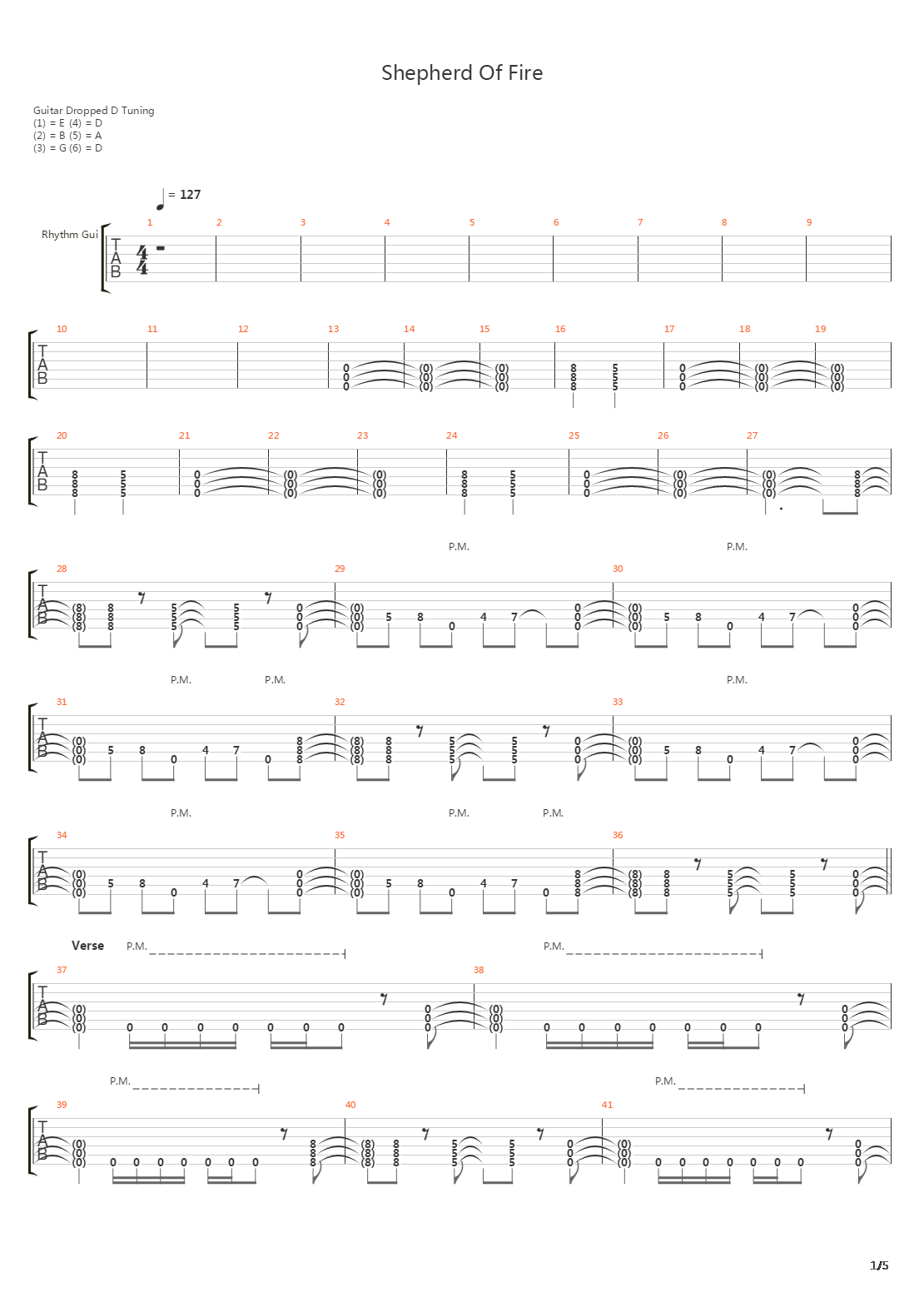 Shepherd Of Fire吉他谱