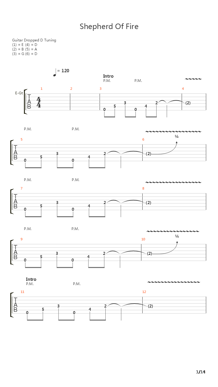 Shepherd Of Fire吉他谱