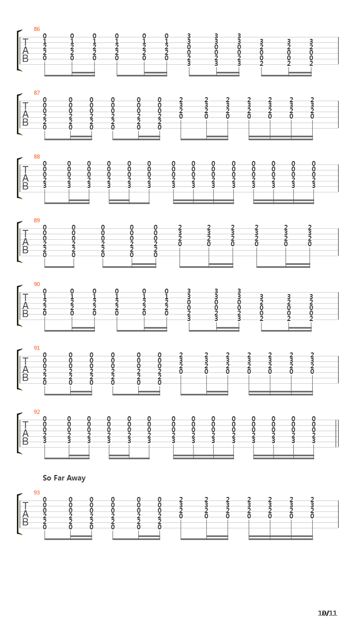 So Far Away吉他谱