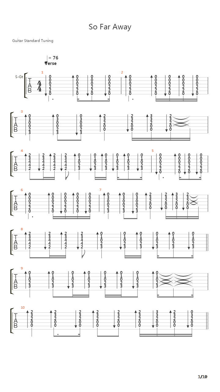 So Far Away吉他谱