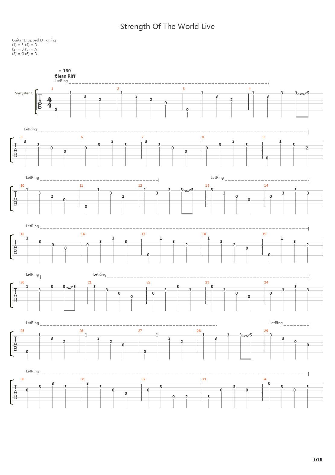 Strength Of The World吉他谱