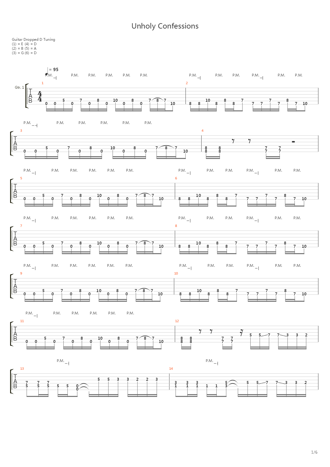 Unholy Confessions吉他谱