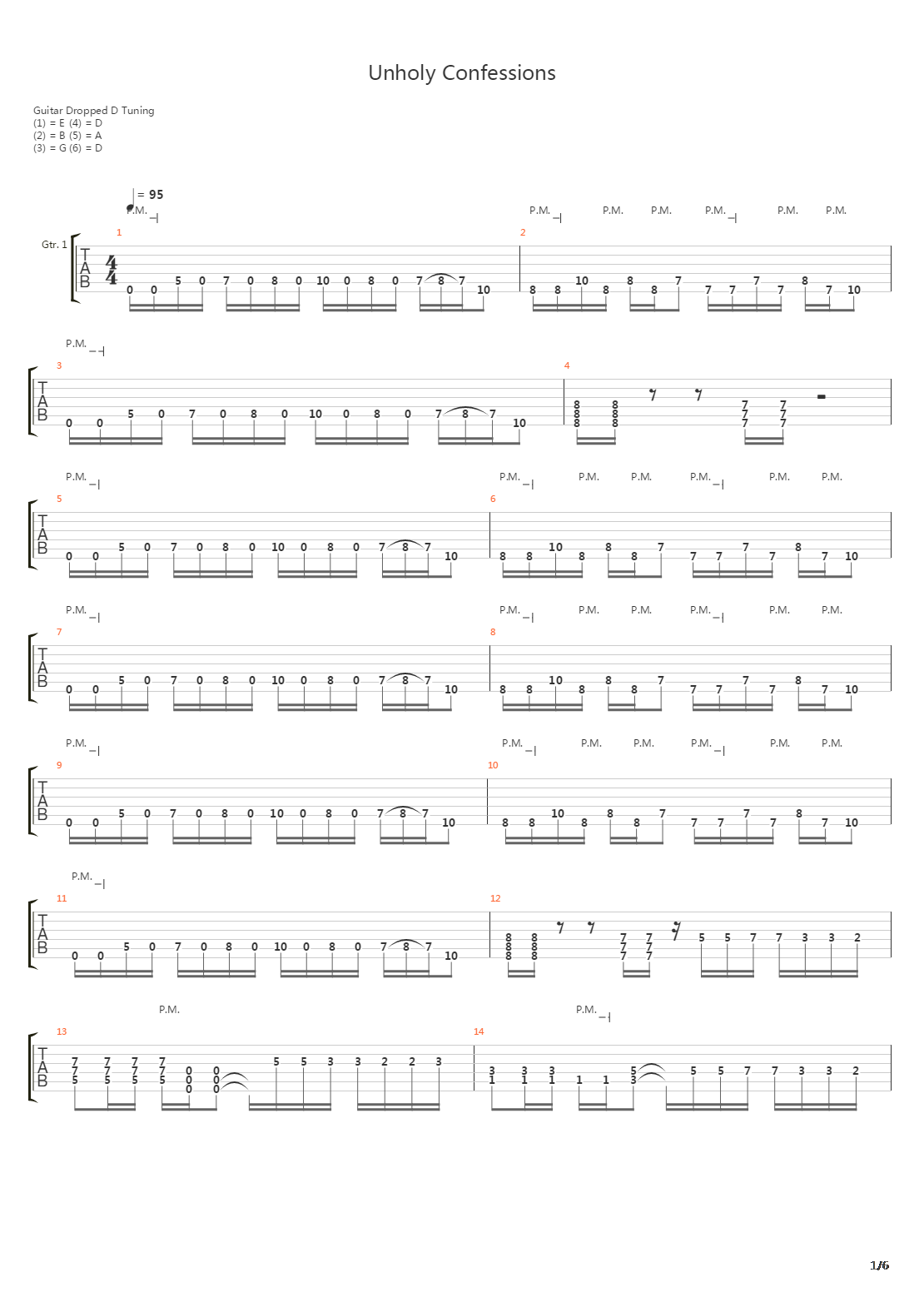 Unholy Confessions吉他谱