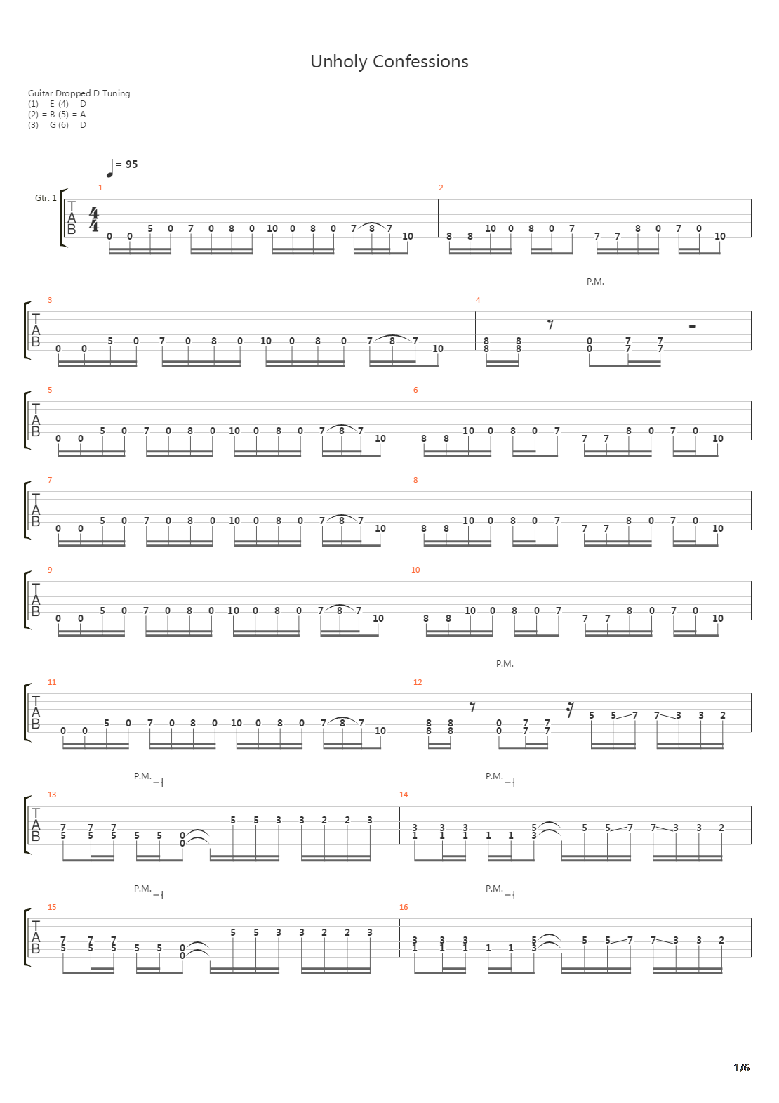 Unholy Confessions吉他谱
