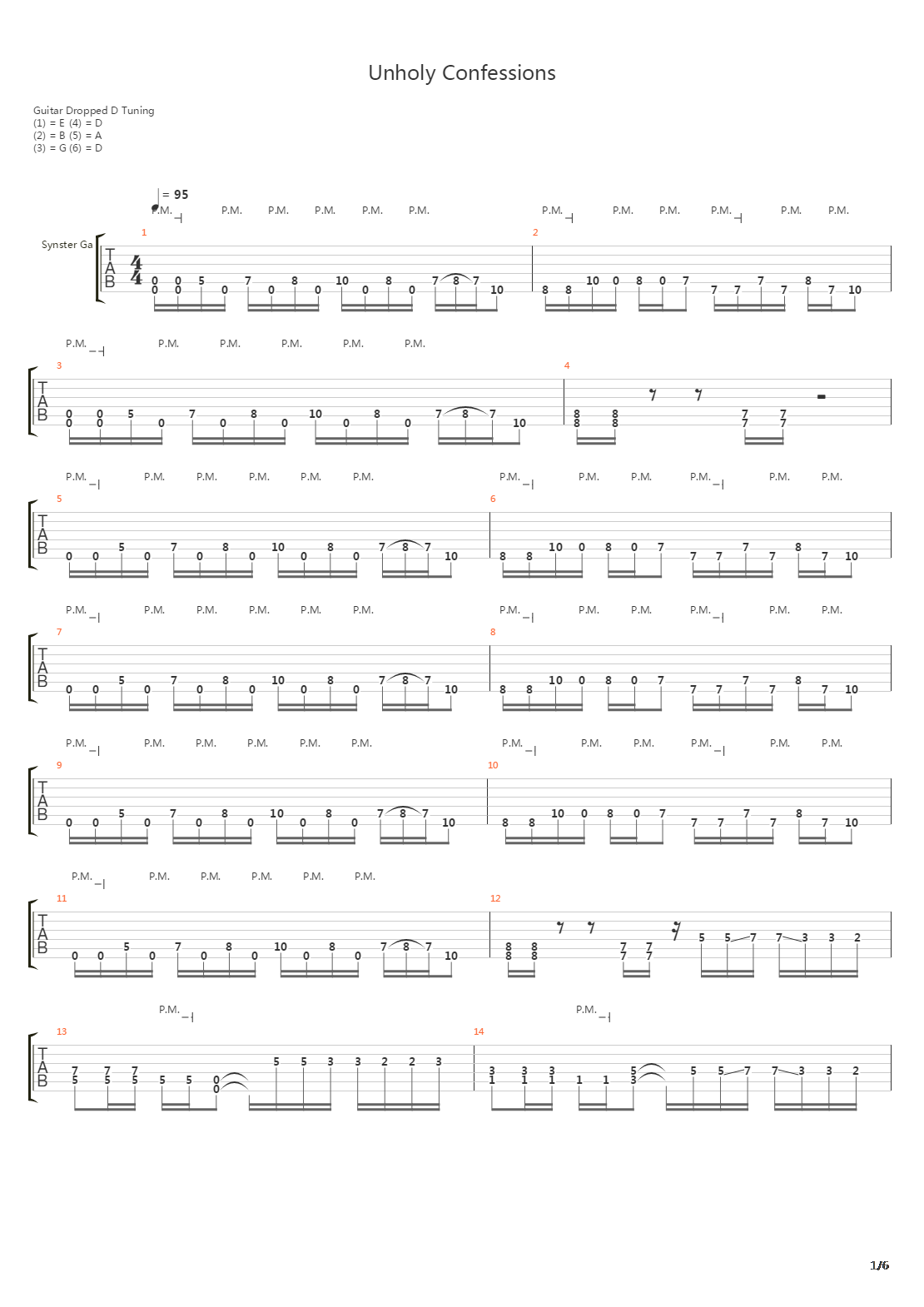 Unholy Confessions吉他谱