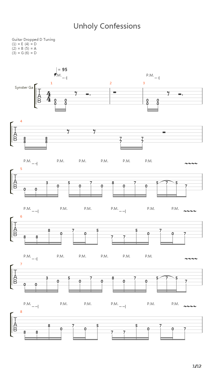 Unholy Confessions吉他谱