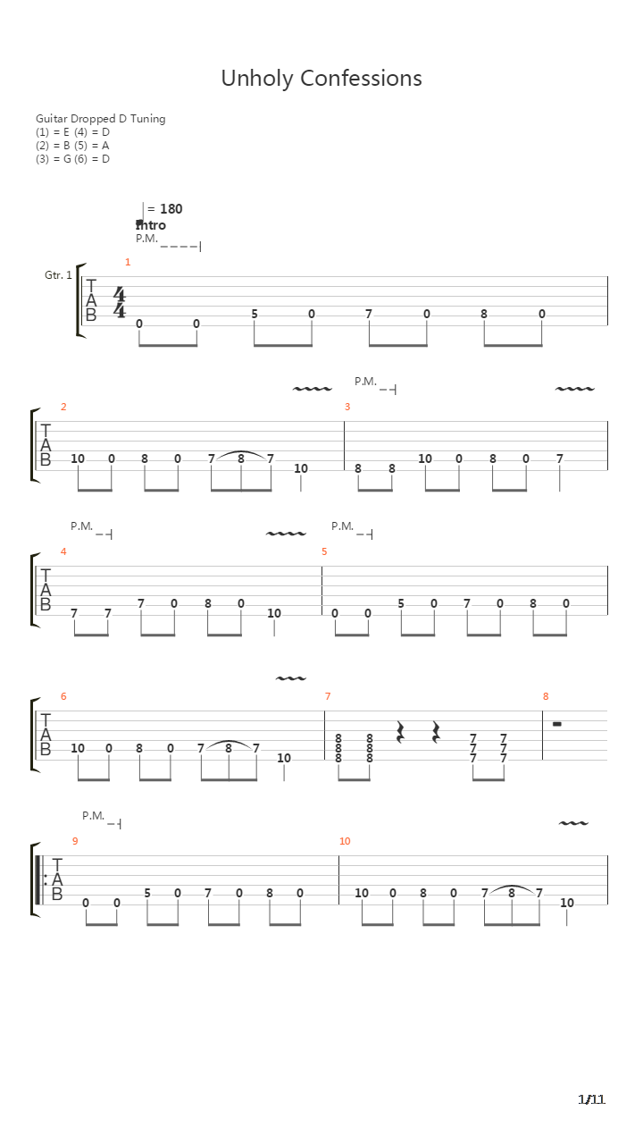 Unholy Confessions吉他谱
